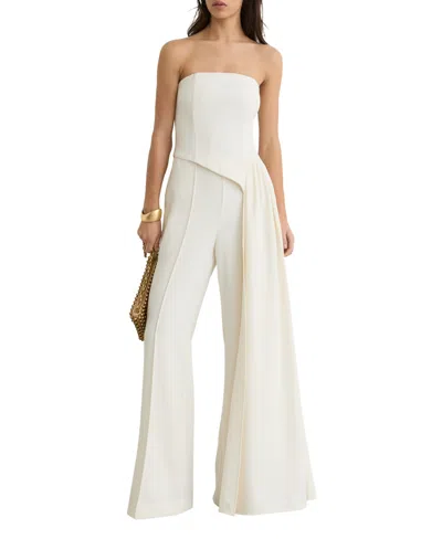 Reiss Women's Strapless Drape Wide-leg Jumpsuit In Neutral