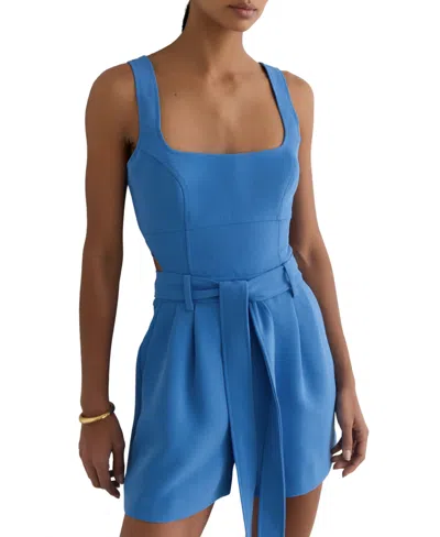 Reiss Women's Structured Cut-out Belted Playsuit In Blue