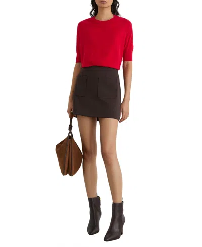 Reiss Red Merino Wool Crew-neck T-shirt