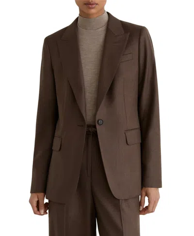 Reiss Women's Tailored Single-breasted Wool-blend Blazer In Brown