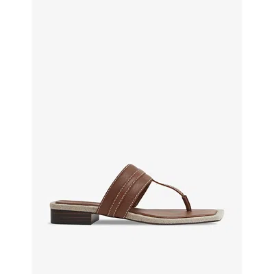 Reiss Womens Tan Quin Thong Leather Sandals