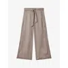 REISS REISS WOMEN'S TAUPE HARRY SIDE-SPLIT HIGH-RISE LINEN TROUSERS