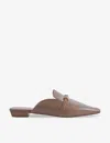 Reiss Meghan Buckle-embellished Leather Mules In Taupe