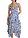 Reiss Blue Side Pleat Asymmetric Midi Dress In Blue