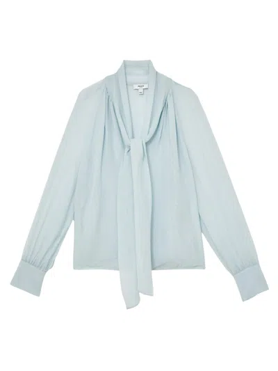 Reiss Women's Tina Silk-blend Tieneck Blouse In Blue