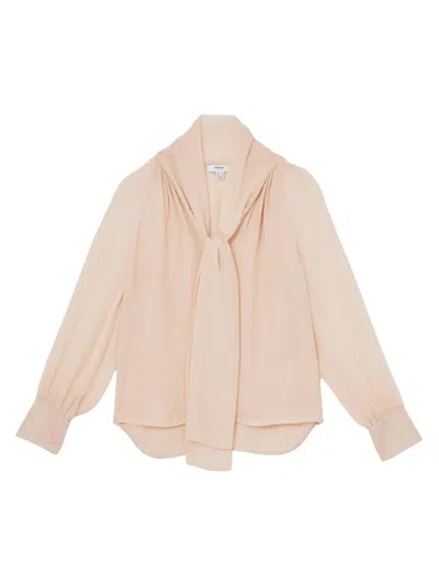 Reiss Women's Tina Silk-blend Tieneck Blouse In Pink