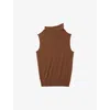 Reiss Womens Toffee Harper Funnel-neck Sleeveless Wool Top