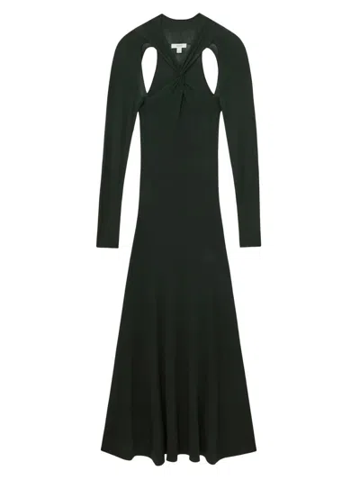 Reiss Petites Vivienne Cutout Knitted Maxi Dress In Green