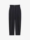 Reiss Womens Vy Freja Belted-waist High-rise Stretch-woven Trousers In Navy