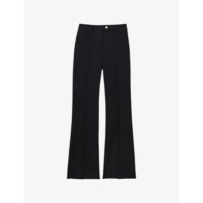 Reiss Womens Navy Hadley Flared-leg High-rise Stretch-woven Trousers