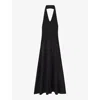 Reiss Rene Dropped-waist Side-split Knitted In Navy