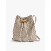 Reiss Womens White Berti Woven Leather Bucket Bag