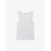Reiss Womens White Elle Scoop-neck Ribbed Stretch-cotton Vest Top