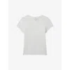 Reiss Womens White Lottie V-neck Short-sleeve Linen T-shirt