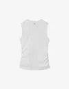 Reiss Womens White Trudy Round-neck Ruched-side Ribbed Stretch-cotton Vest