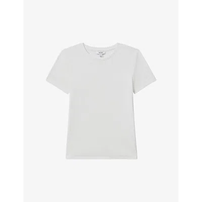 Reiss Womens White Victoria Scoop-neck Stretch-cotton T-shirt