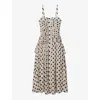 Reiss Rue Polka-dot Woven Maxi Dress In White/black