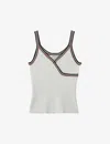 Reiss White/camel Knitted Crochet Trim Vest In White/camel