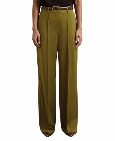 Reiss Women's Wide-leg Pintuck Pants In Green