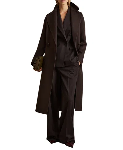Reiss Women's Wool-blend Double-breasted Blindseam Coat In Brown