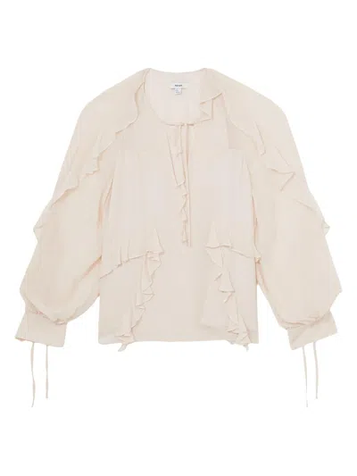Reiss Women's Zaria Ruffle Top In Pink