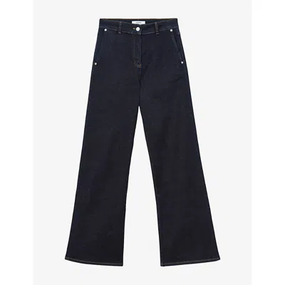 Reiss Womens Addie Wide-leg Stretch-denim Jeans Dark Blue