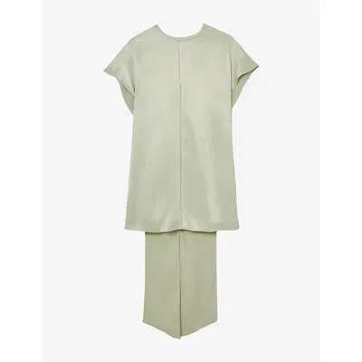 Reiss Womens Alice Cape-detail Short-sleeve Satin Mini Dress Silver