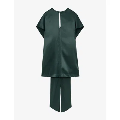 Reiss Womens Alice Cape-detail Short-sleeve Satin Mini Dress Teal Green