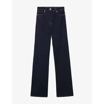 Reiss Womens Andi Bootcut High-rise Stretch-denim Jeans Dark Blue