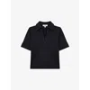 Reiss Astrid Open-collar Polo Shirt In Navy
