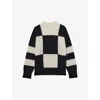 Reiss Black/white Wool-cashmere Check-intarsia Jumper In Black/white