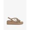 Reiss Beige Leather Knot Strappy Platform Sandals In Beige