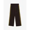 Reiss Womens Berry Samson Side-stripe Wide-leg Knitted Trousers In Purple