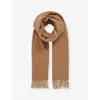 Reiss Womens Biscuit Picton Logo-embroidered Wool-cashmere Blend Scarf In Biscuit