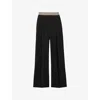 Reiss Womens  Abs Striped-waistband Recycled Polyester-blend Trousers In Black
