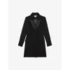 Reiss Womens Black Adina Tux Sheer-sleeve Woven Mini Dress In Black