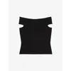 Reiss Womens Alessia Off-shoulder Slim-fit Stretch-knit Top Black In Black