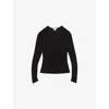 Reiss Womens Black Bethany V-neck Stretch-mesh Top In Black
