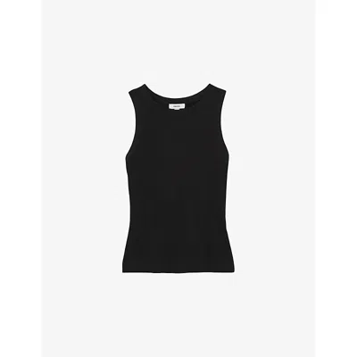 Reiss Womens  Betty Racerback Cotton-jersey Vest In Black