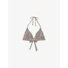 Reiss Womens Black Brown Charlie Chevron-stripe Triangle Bikini Top In Gray