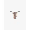 Reiss Womens Kate Chevron-stripe Mid-rise Bikini Bottoms Black Brown In Animal Print