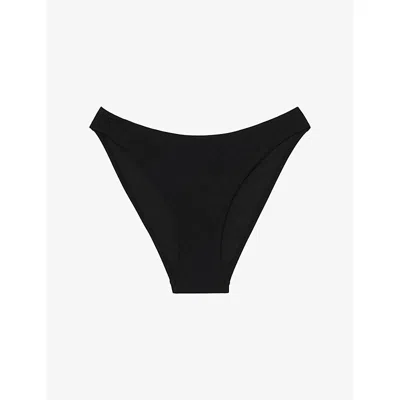Reiss Womens Black Carina Fixed-side Stretch-woven Bikini Bottoms