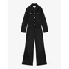 Reiss Womens Black Celeste Wide-leg Denim Jumpsuit In Black