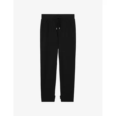 Reiss Womens Black Charcoal Alexi Drawstring Tapered Stretch-jersey Joggers