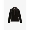 Reiss Womens Black Chocolate Brown Denise Colour-block Long-sleeve Stretch-jersey Shirt In Brown