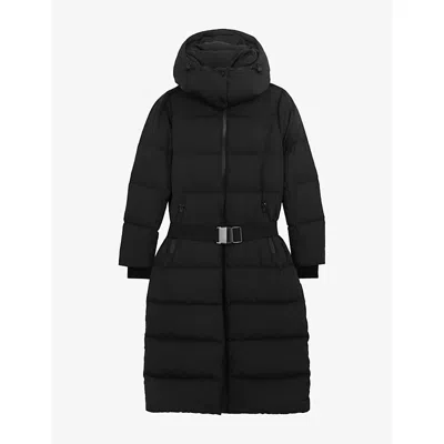 Reiss Womens  Colette Belted-waist Hooded Puffer Coat In Black