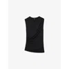 Reiss Womens Dani Ruched-shoulder Sleeveless Stretch-jersey Vest Black Xs In Black