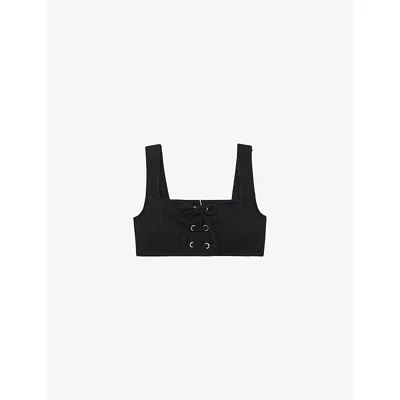 Reiss Womens Black Dee Lace-up Bikini Top