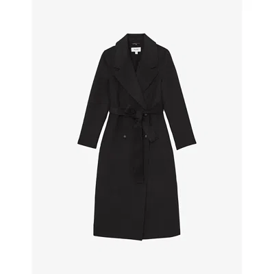 Reiss Womens Black Dorian Double-breasted Wool-blend Coat