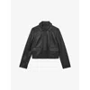 Reiss Black Collared Leather Jacket In Black
